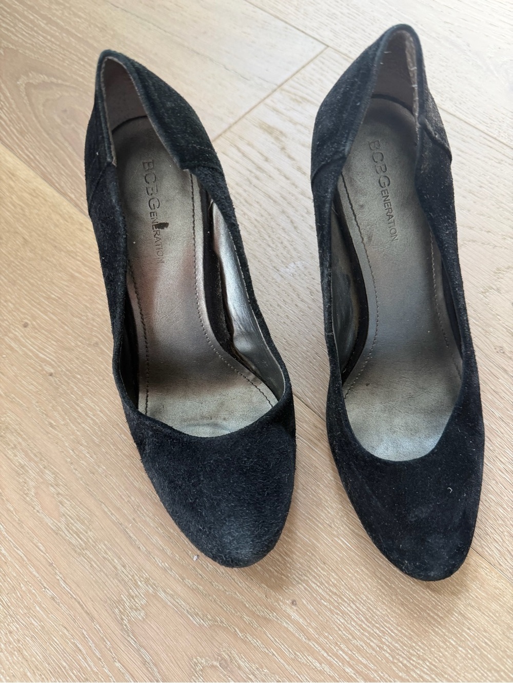 BCBGeneration Black Suede Pointed-Toe Pumps